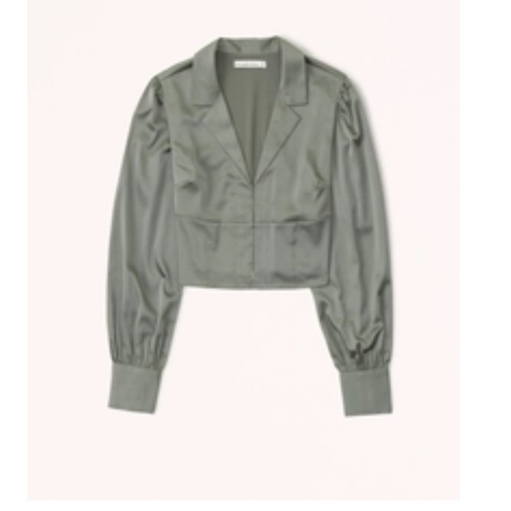 Abercrombie and Fitch Long-Sleeve Satin Hook-and-Eye Shirt
